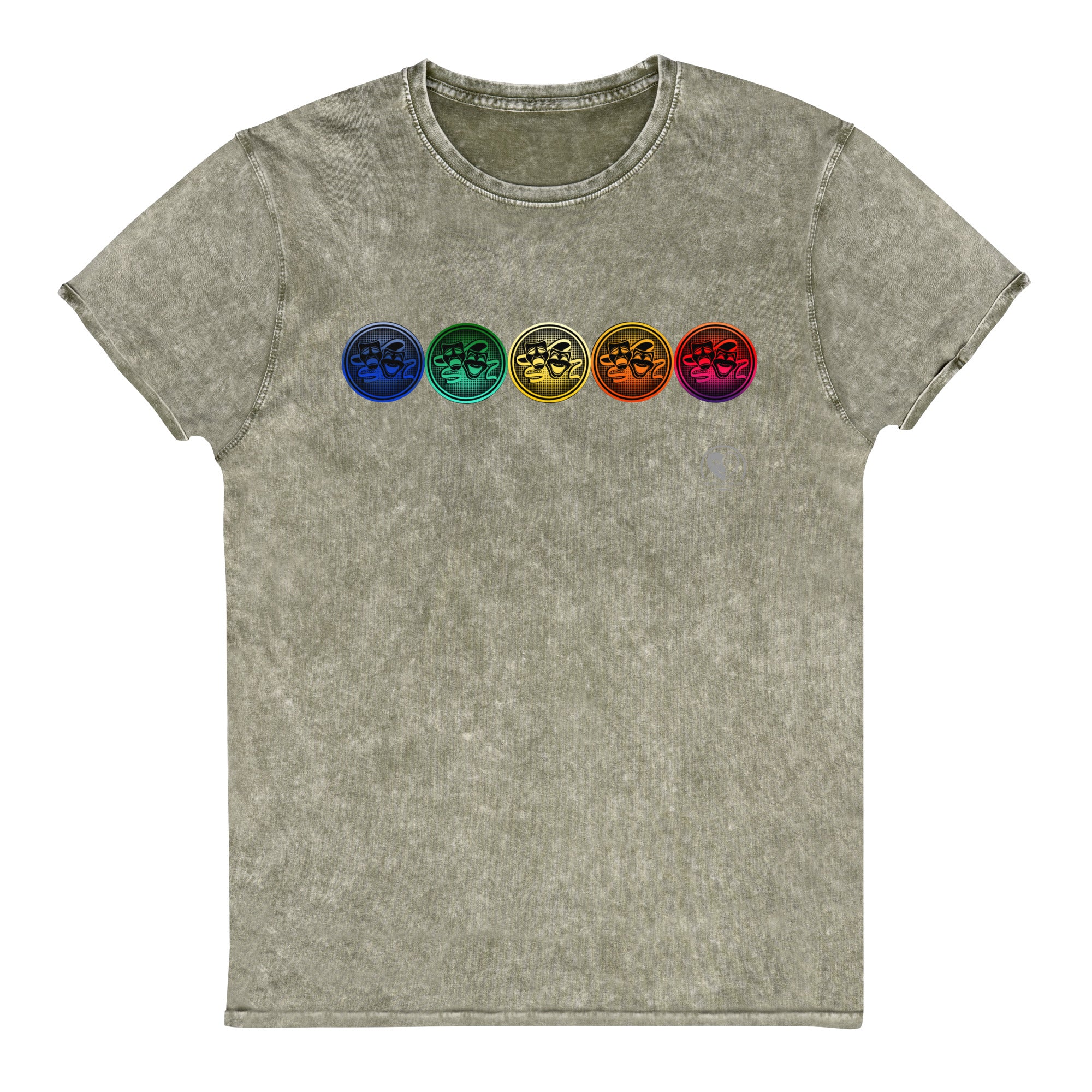 Drama Masks Colorful Denim T-Shirt