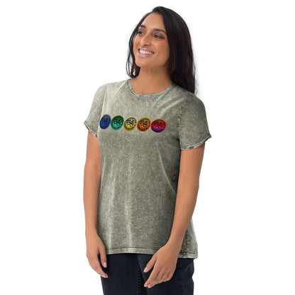 Drama Masks Colorful Denim T-Shirt