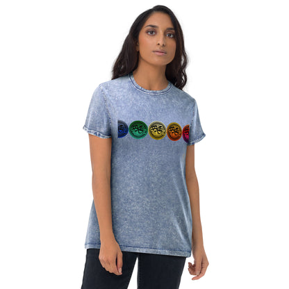 Drama Masks Colorful Denim T-Shirt