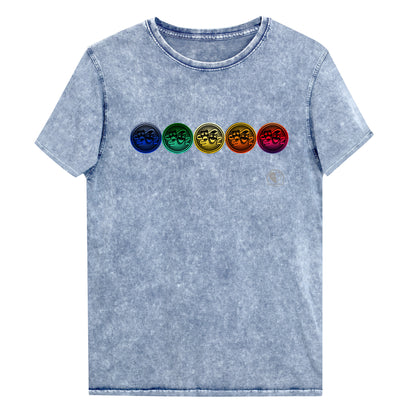 Drama Masks Colorful Denim T-Shirt