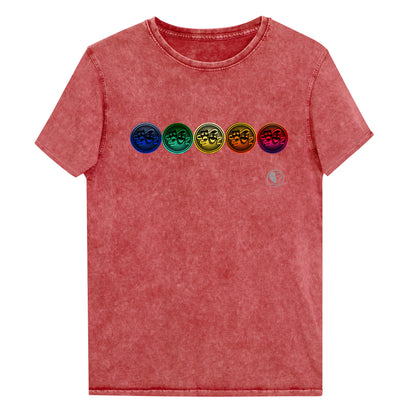 Drama Masks Colorful Denim T-Shirt