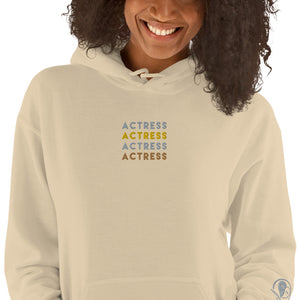 Actress Embroidered Gold Unisex Hoodie in Sand Color African American Smile | Gift for Actresses Actors