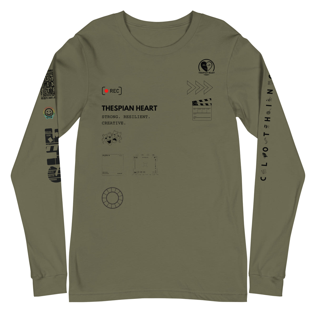 Thespian Heart Clothing Logo + Tagline Unisex Long Sleeve Tee