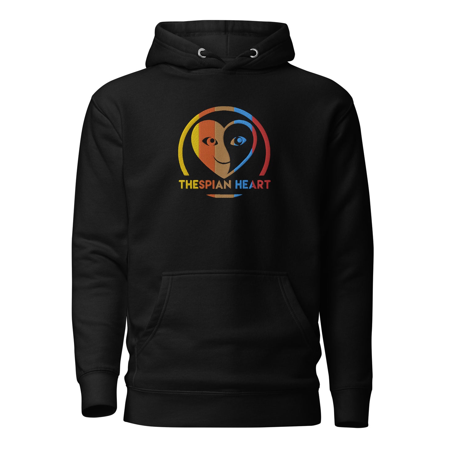 Thespian Heart Logo Colorful Stripes - Embroidered Premium Unisex Hoodie