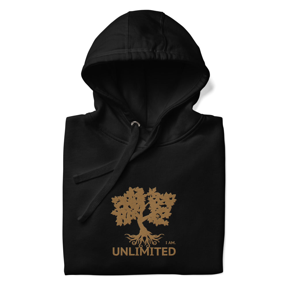 I Am Unlimited Gold Tree - Premium Embroidered Unisex Hoodie