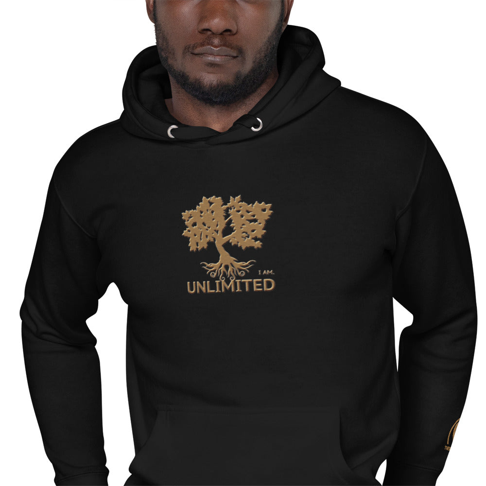 I Am Unlimited Gold Tree - Premium Embroidered Unisex Hoodie