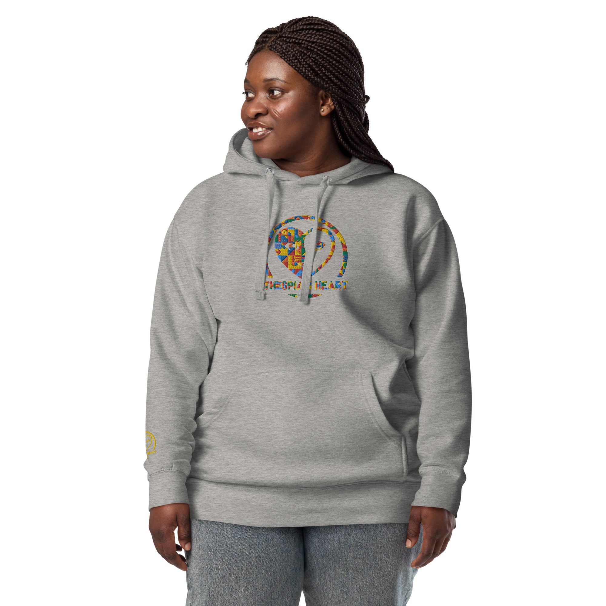 Thespian Heart Logo - Colorful Embroidered Premium Unisex Hoodie