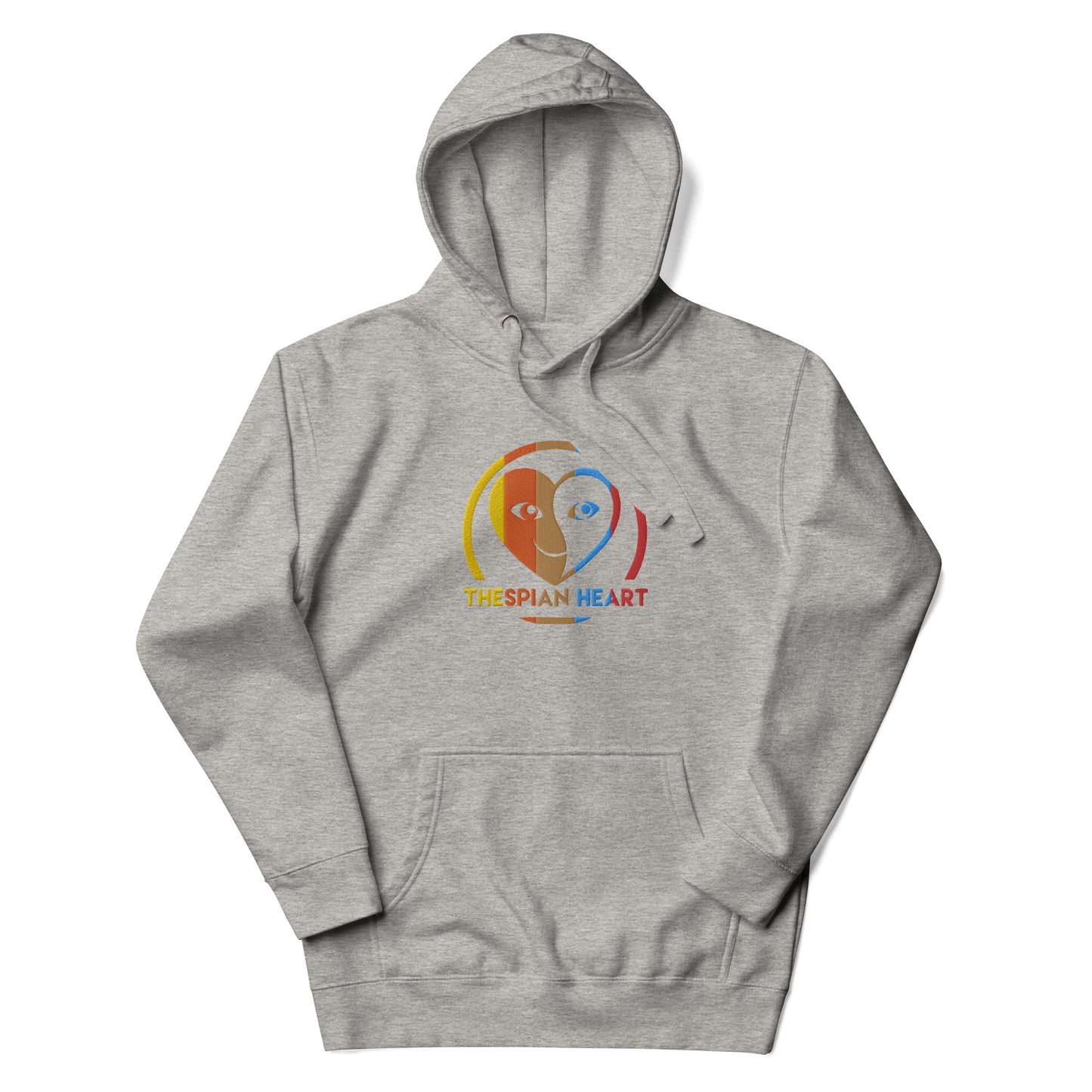 Thespian Heart Logo Colorful Stripes - Embroidered Premium Unisex Hoodie