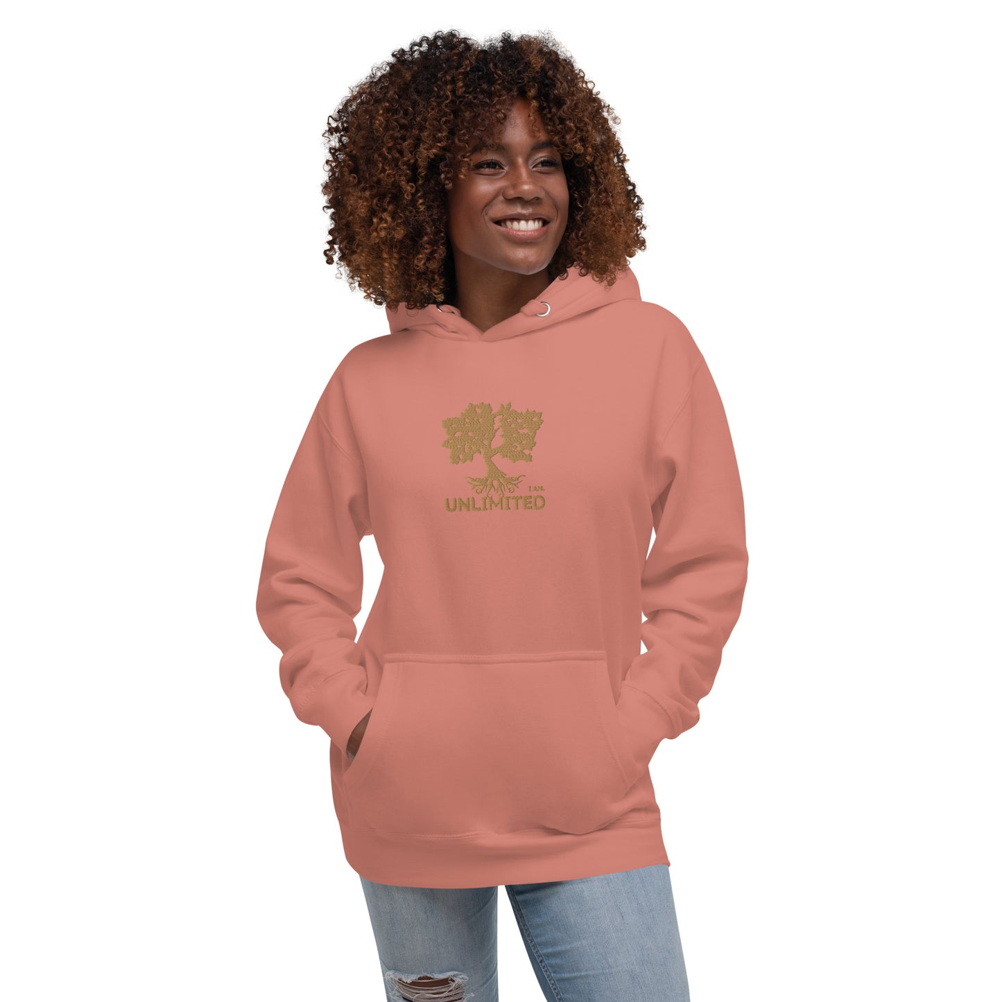 I Am Unlimited Gold Tree - Premium Embroidered Unisex Hoodie