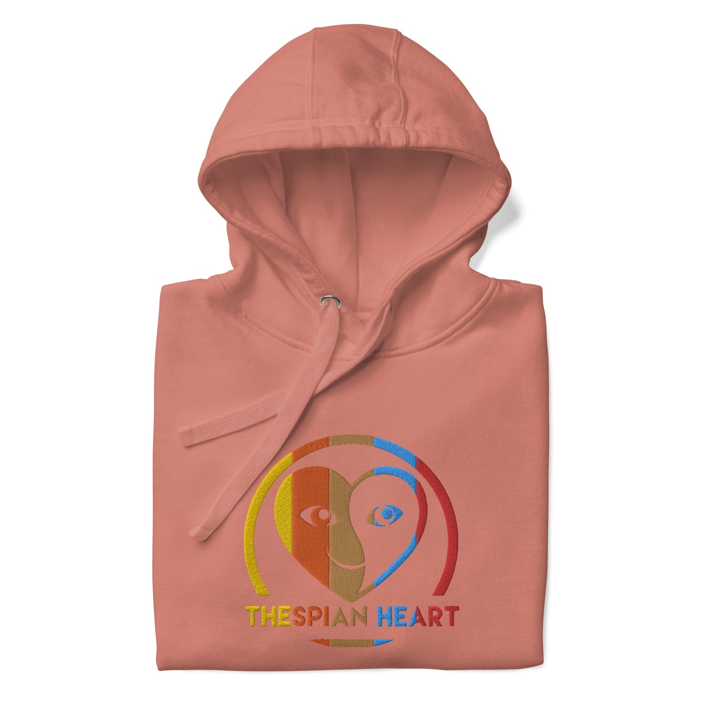 Thespian Heart Logo Colorful Stripes - Embroidered Premium Unisex Hoodie