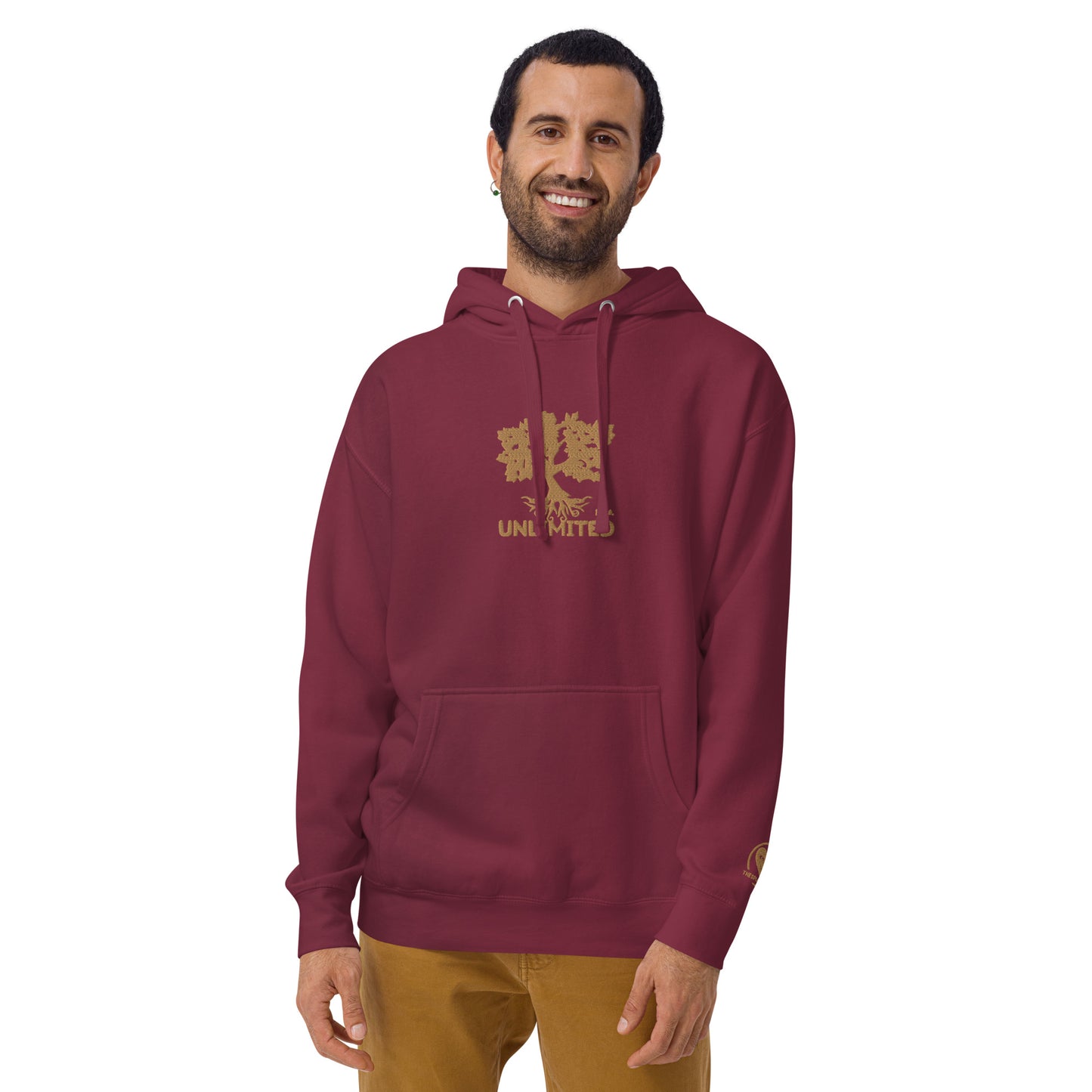 I Am Unlimited Gold Tree - Premium Embroidered Unisex Hoodie