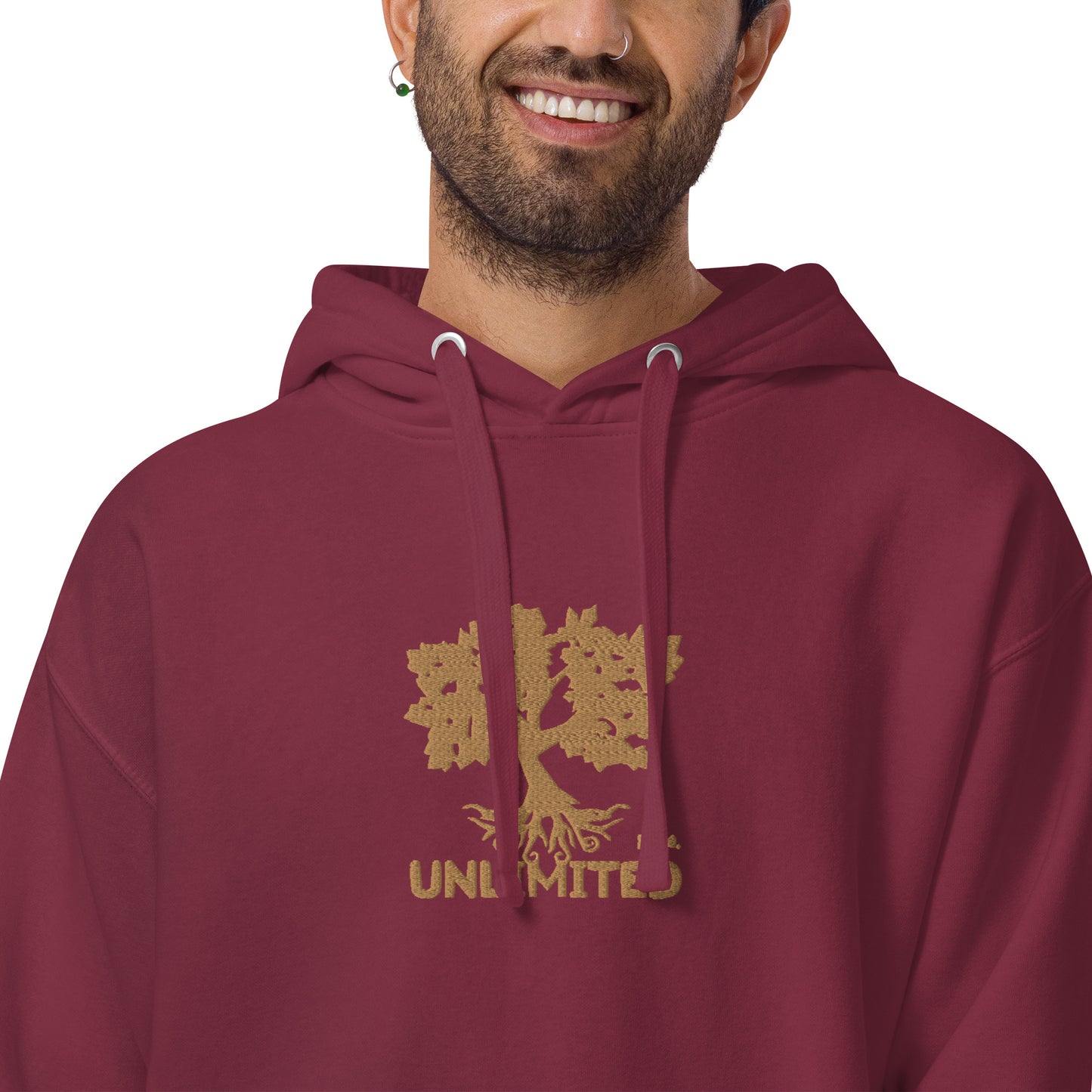 I Am Unlimited Gold Tree - Premium Embroidered Unisex Hoodie