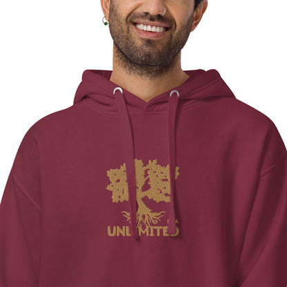 I Am Unlimited Gold Tree - Premium Embroidered Unisex Hoodie