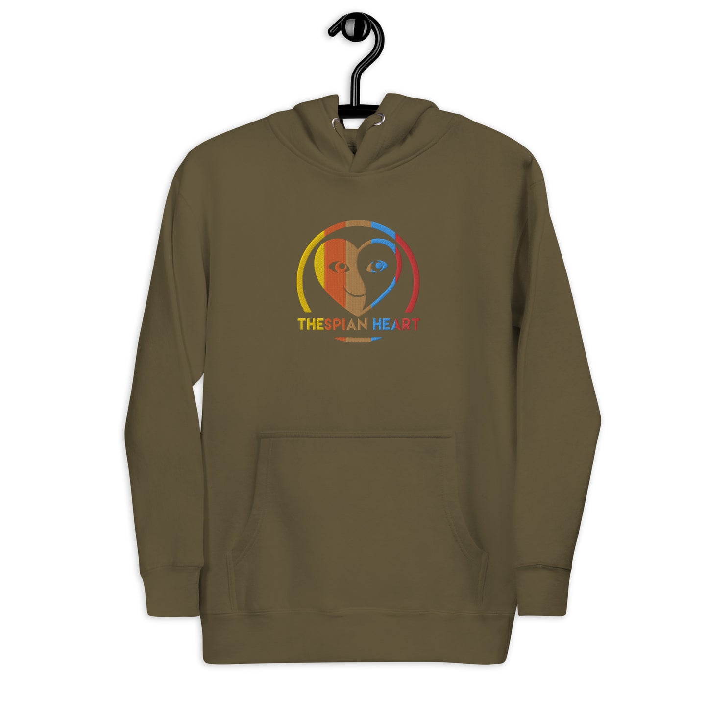 Thespian Heart Logo Colorful Stripes - Embroidered Premium Unisex Hoodie