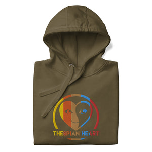 Thespian Heart Logo Colorful Stripes - Embroidered Premium Unisex Hoodie