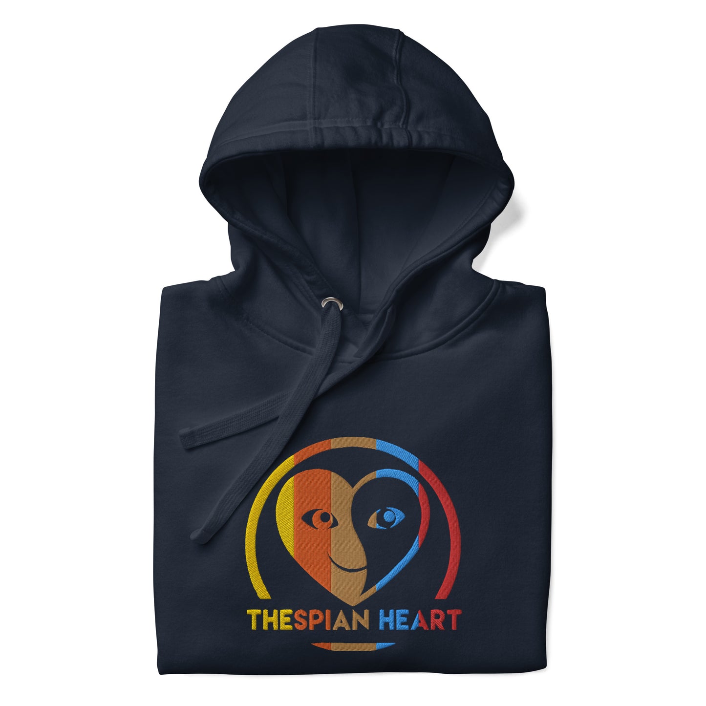 Thespian Heart Logo Colorful Stripes - Embroidered Premium Unisex Hoodie