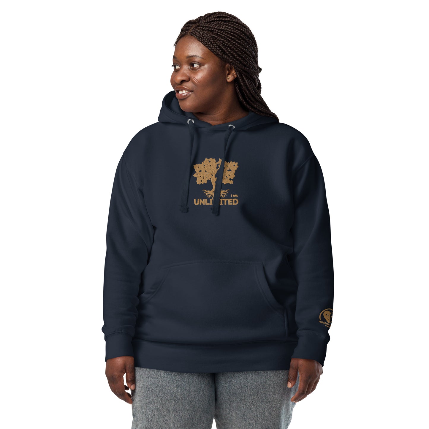 I Am Unlimited Gold Tree - Premium Embroidered Unisex Hoodie