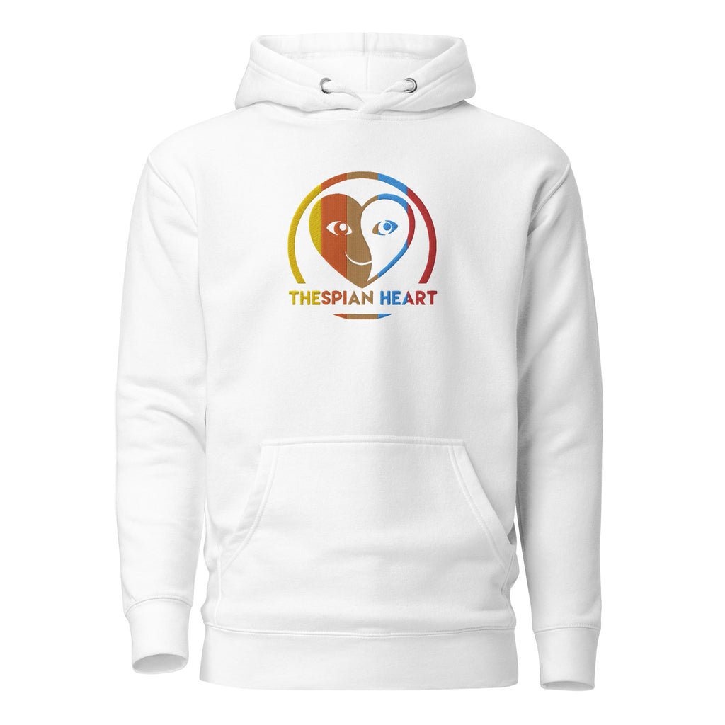 Thespian Heart Logo Colorful Stripes - Embroidered Premium Unisex Hoodie