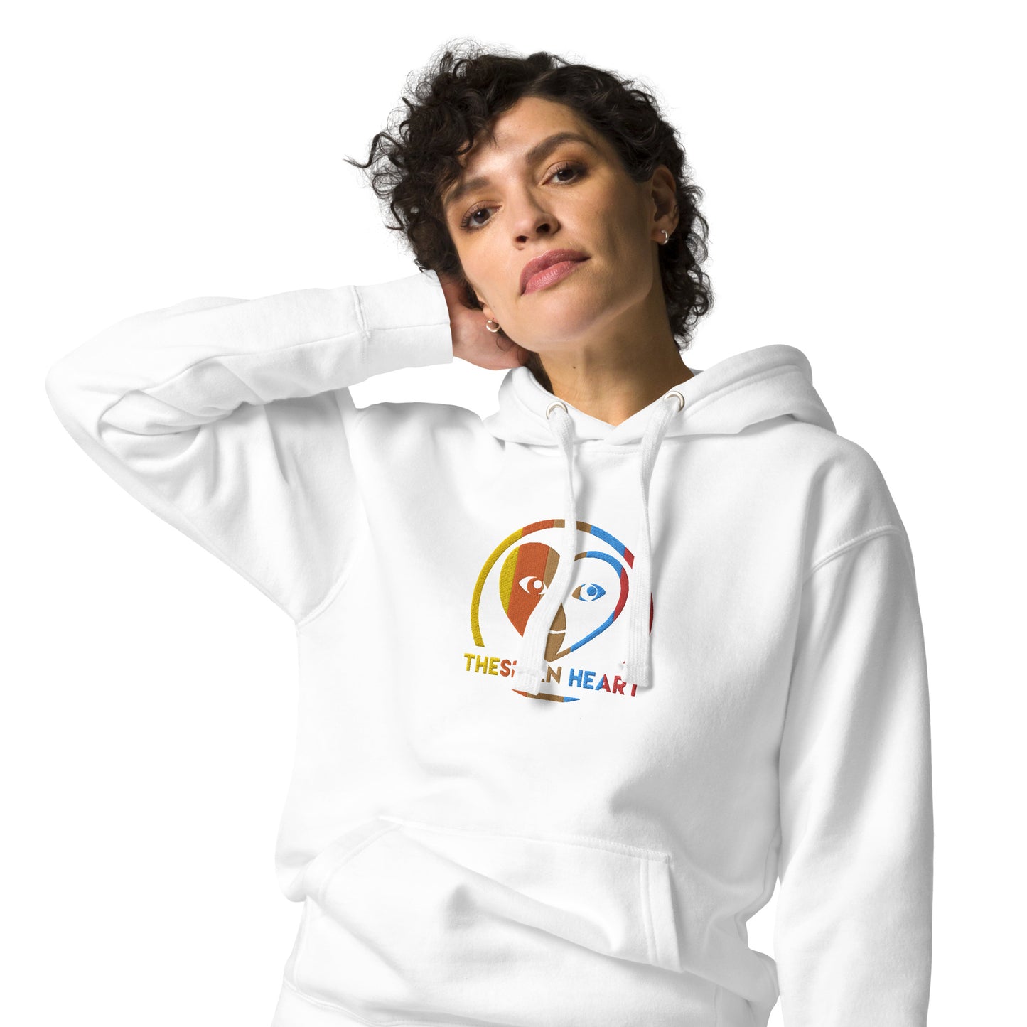 Thespian Heart Logo Colorful Stripes - Embroidered Premium Unisex Hoodie