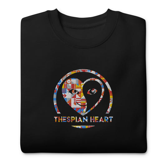 Thespian Heart Logo - Colorful Embroidery Unisex Premium Crewneck Sweatshirt