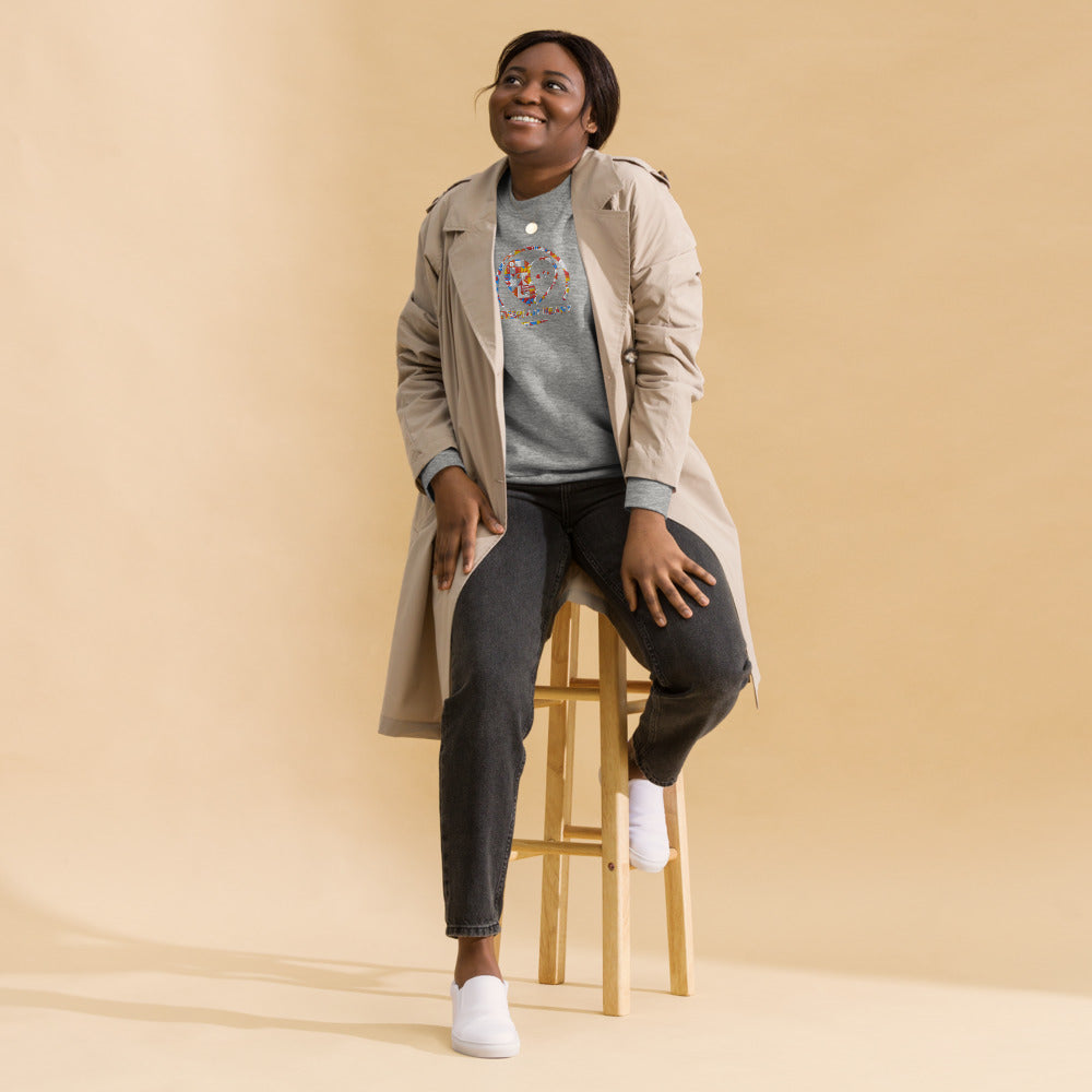 Thespian Heart Logo - Colorful Embroidery Unisex Premium Crewneck Sweatshirt
