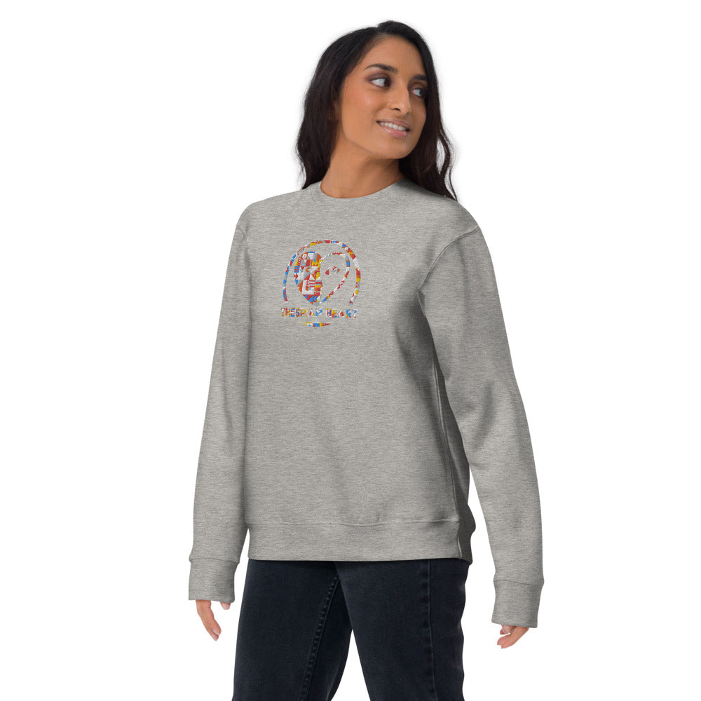 Thespian Heart Logo - Colorful Embroidery Unisex Premium Crewneck Sweatshirt