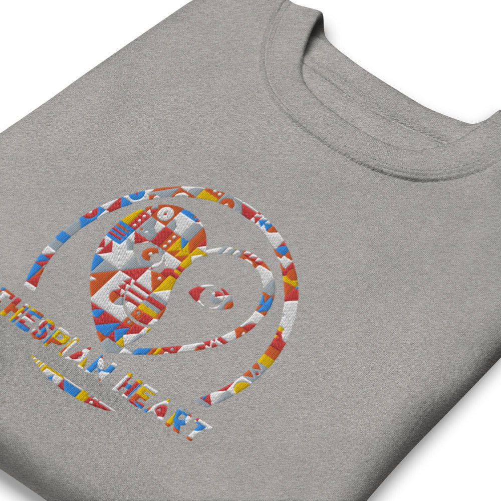 Thespian Heart Logo - Colorful Embroidery Unisex Premium Crewneck Sweatshirt