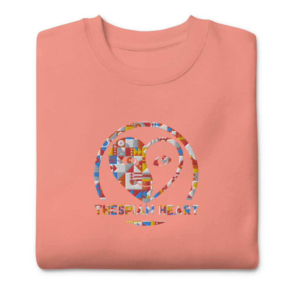 Thespian Heart Logo - Colorful Embroidery Unisex Premium Crewneck Sweatshirt