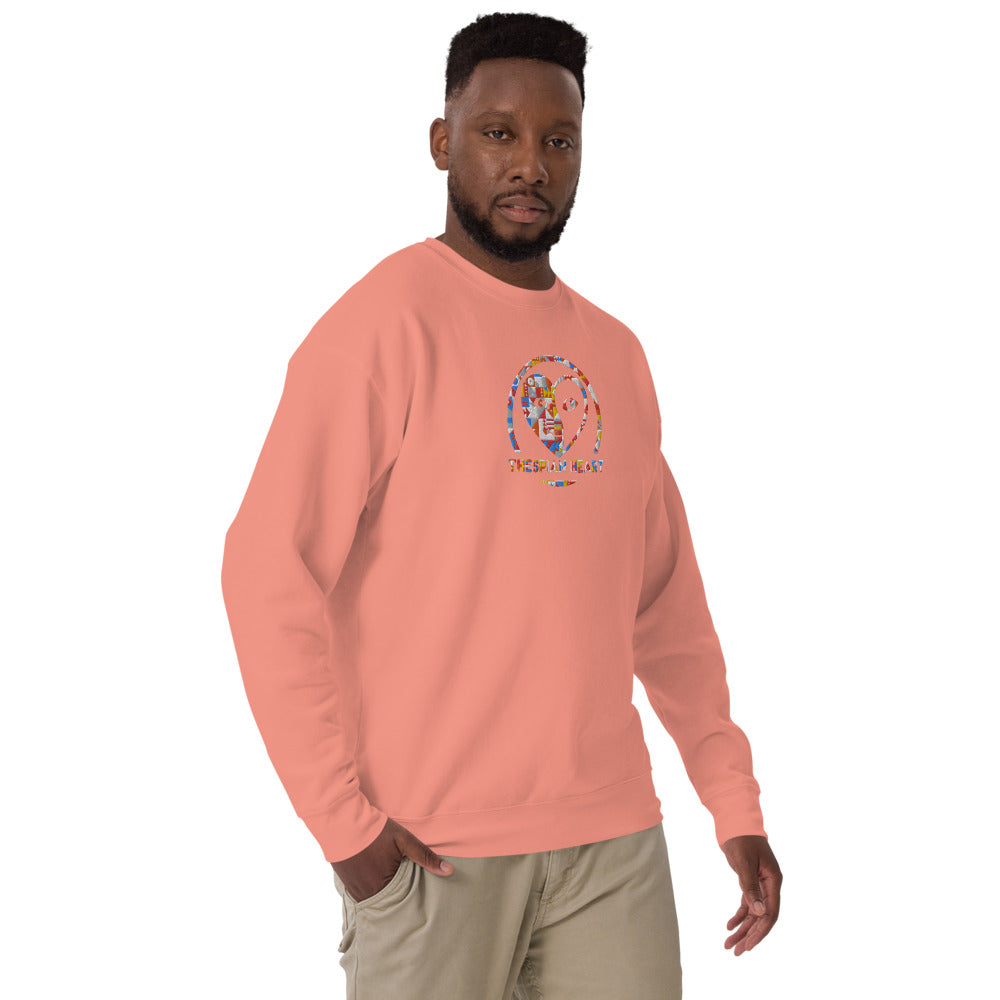 Thespian Heart Logo - Colorful Embroidery Unisex Premium Crewneck Sweatshirt