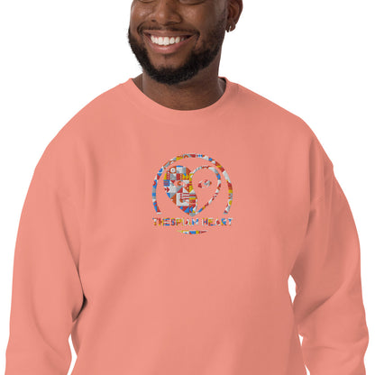 Thespian Heart Logo - Colorful Embroidery Unisex Premium Crewneck Sweatshirt