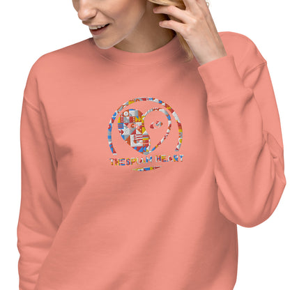 Thespian Heart Logo - Colorful Embroidery Unisex Premium Crewneck Sweatshirt