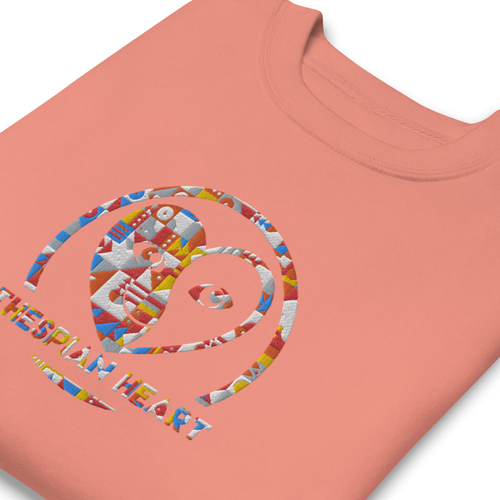 Thespian Heart Logo - Colorful Embroidery Unisex Premium Crewneck Sweatshirt
