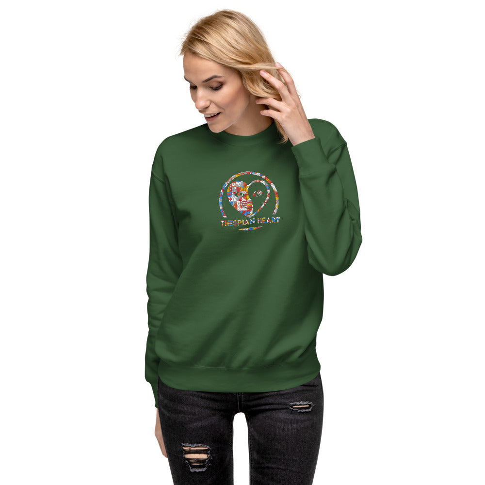Thespian Heart Logo - Colorful Embroidery Unisex Premium Crewneck Sweatshirt