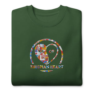 Thespian Heart Logo - Colorful Embroidery Unisex Premium Crewneck Sweatshirt