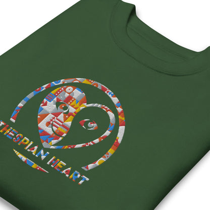 Thespian Heart Logo - Colorful Embroidery Unisex Premium Crewneck Sweatshirt