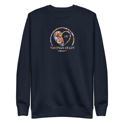 Thespian Heart Logo - Colorful Embroidery Unisex Premium Crewneck Sweatshirt