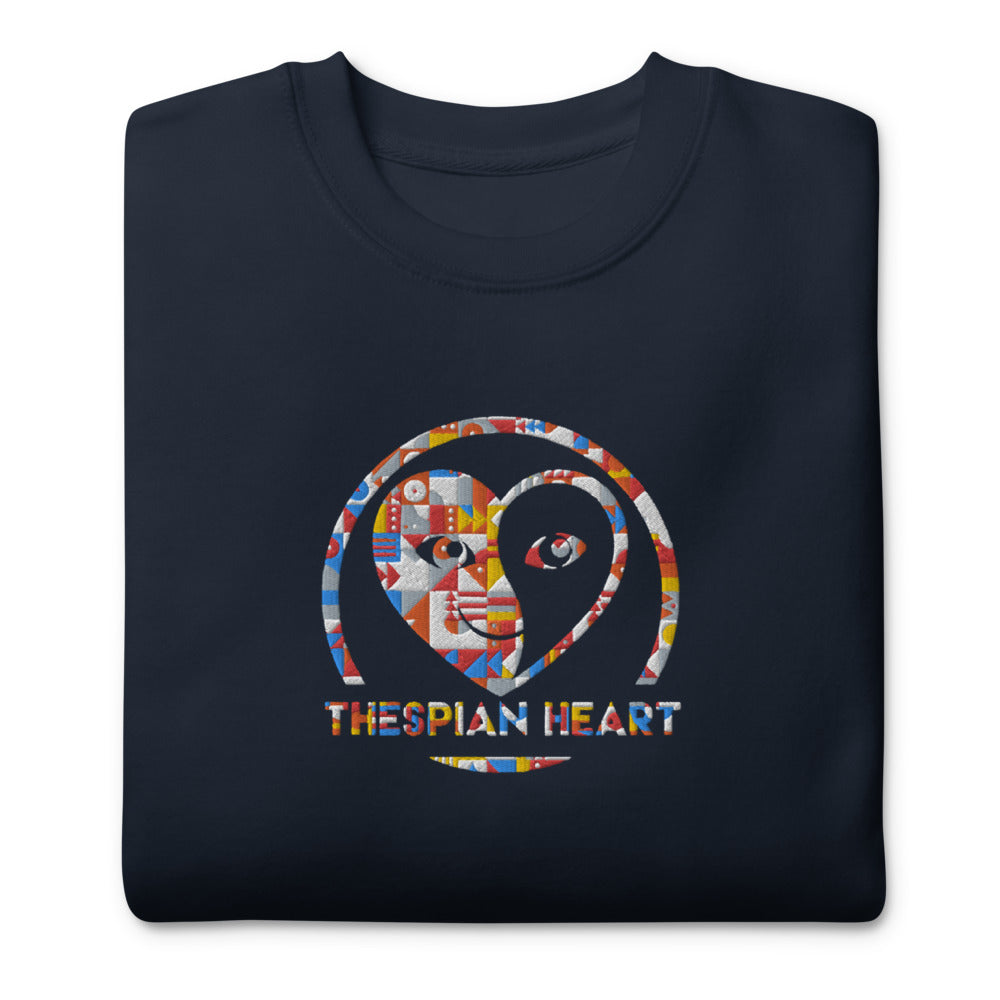 Thespian Heart Logo - Colorful Embroidery Unisex Premium Crewneck Sweatshirt
