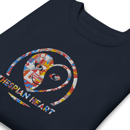 Thespian Heart Logo - Colorful Embroidery Unisex Premium Crewneck Sweatshirt