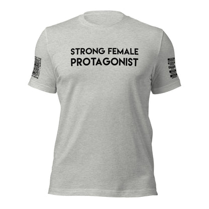 Gray t-shirt with black text on a white background
