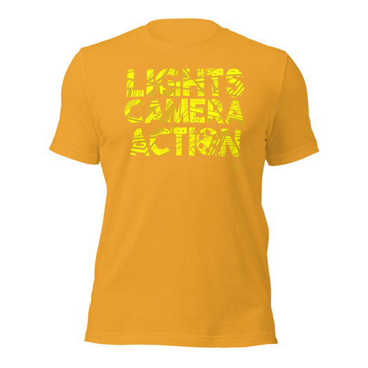 Lights Camera Action Yellow - Short-Sleeve Staple Unisex T-Shirt