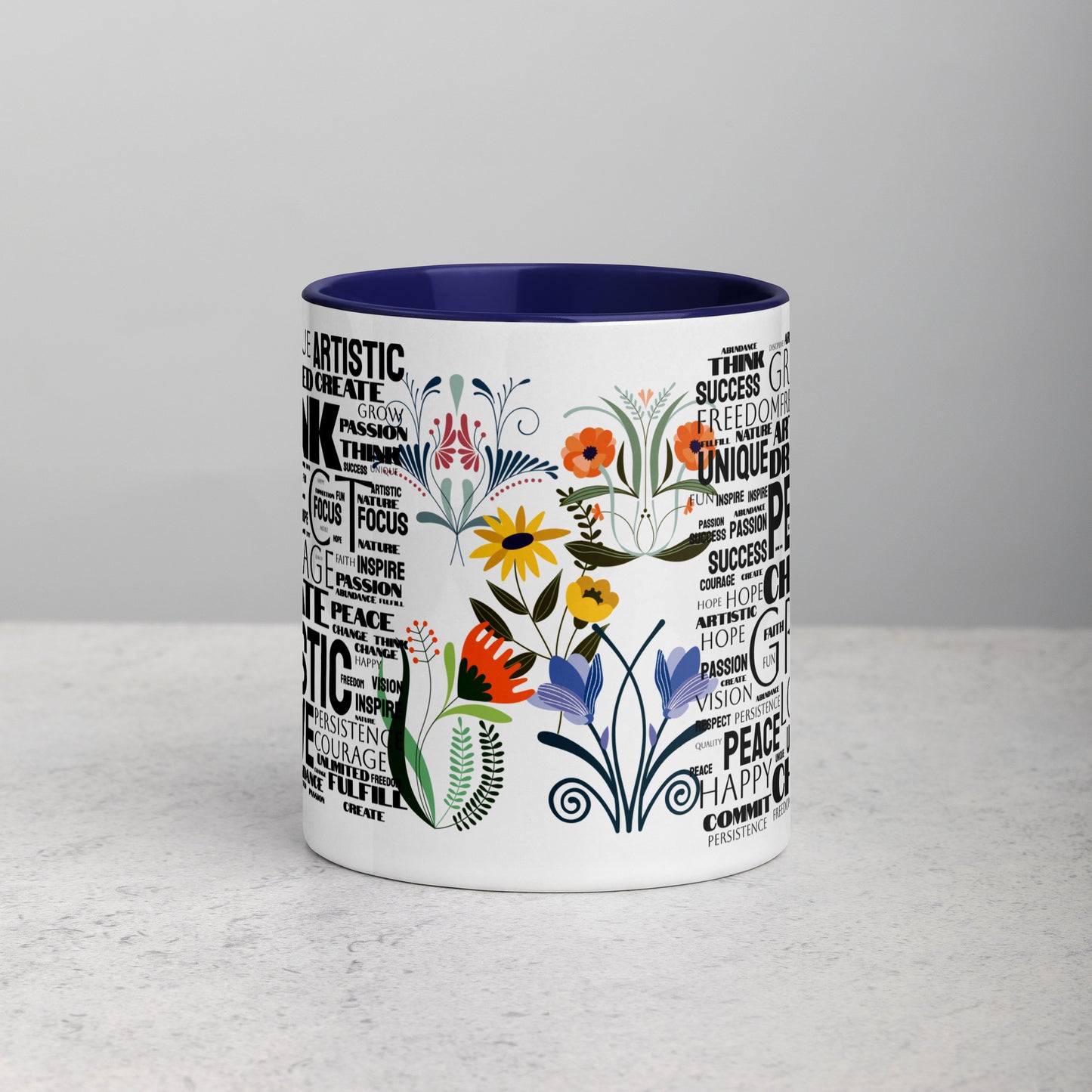 Inspirational Words Mug with Color Inside