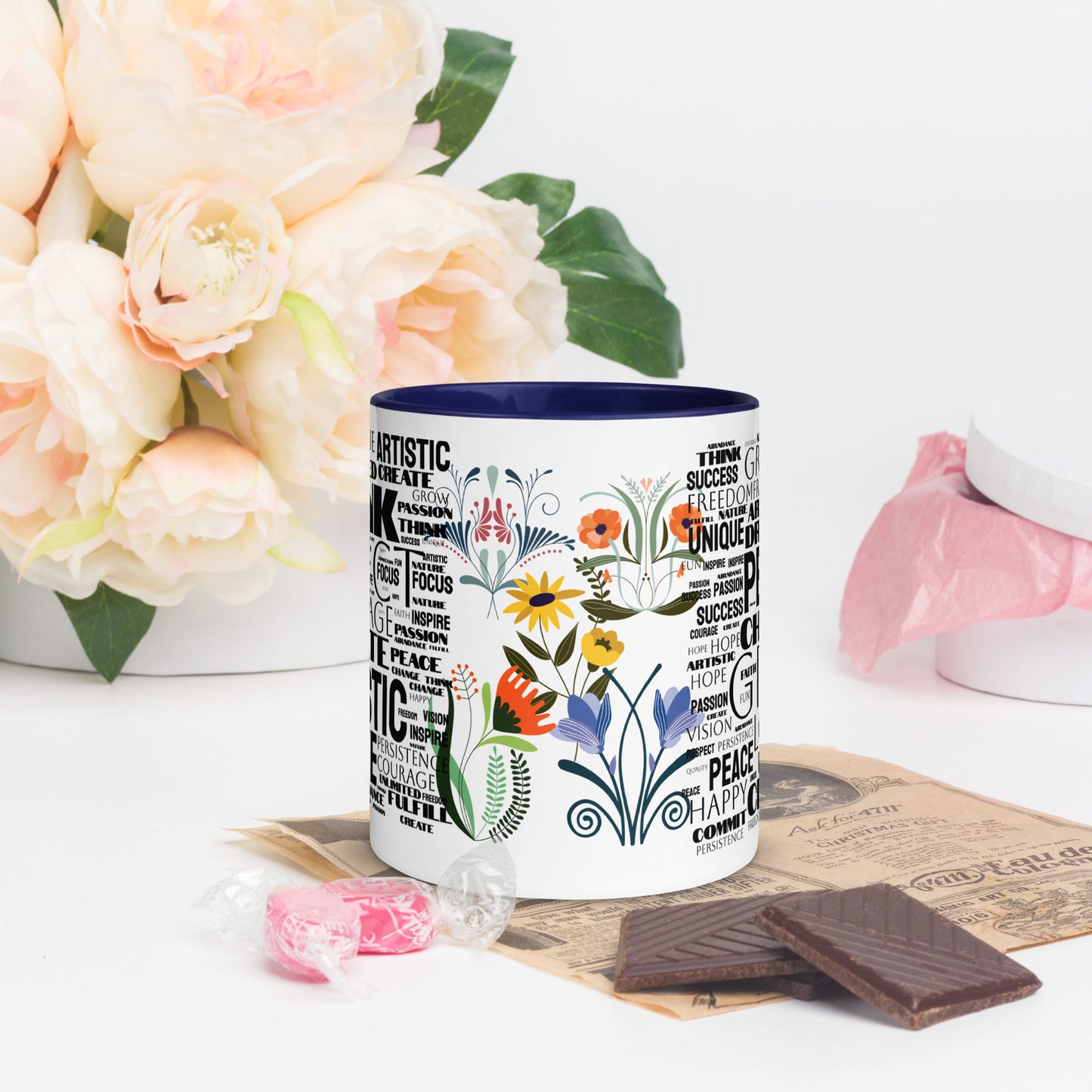 Inspirational Words Mug with Color Inside