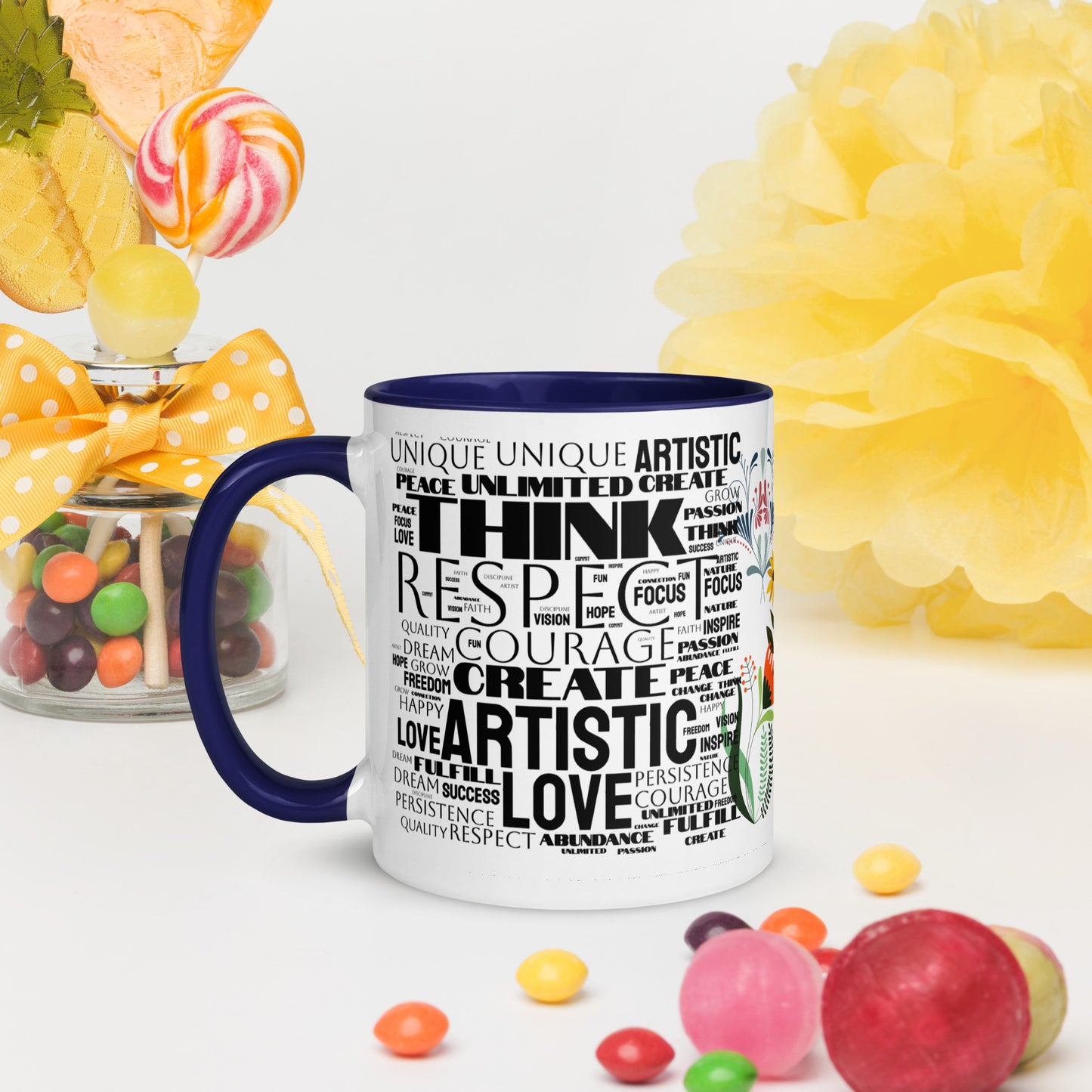 Inspirational Words Mug with Color Inside