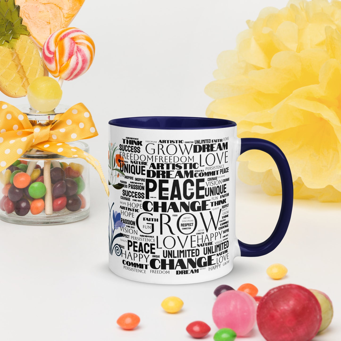 Inspirational Words Mug with Color Inside