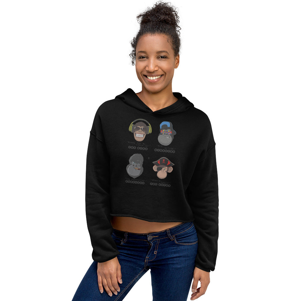 Movieset Monkeys - Printed Crop Top Hoodie