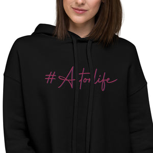 #Actorlife - Pink Embroidered Crop Top Hoodie