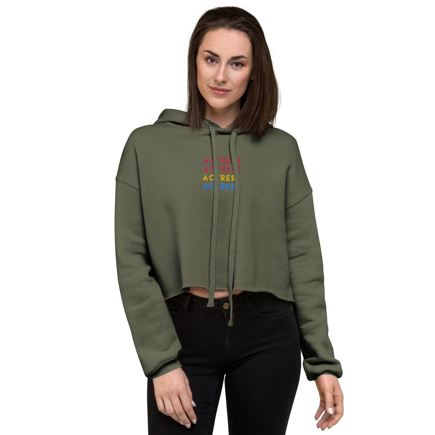 Actress - Colorful Embroidered Crop Top Hoodie