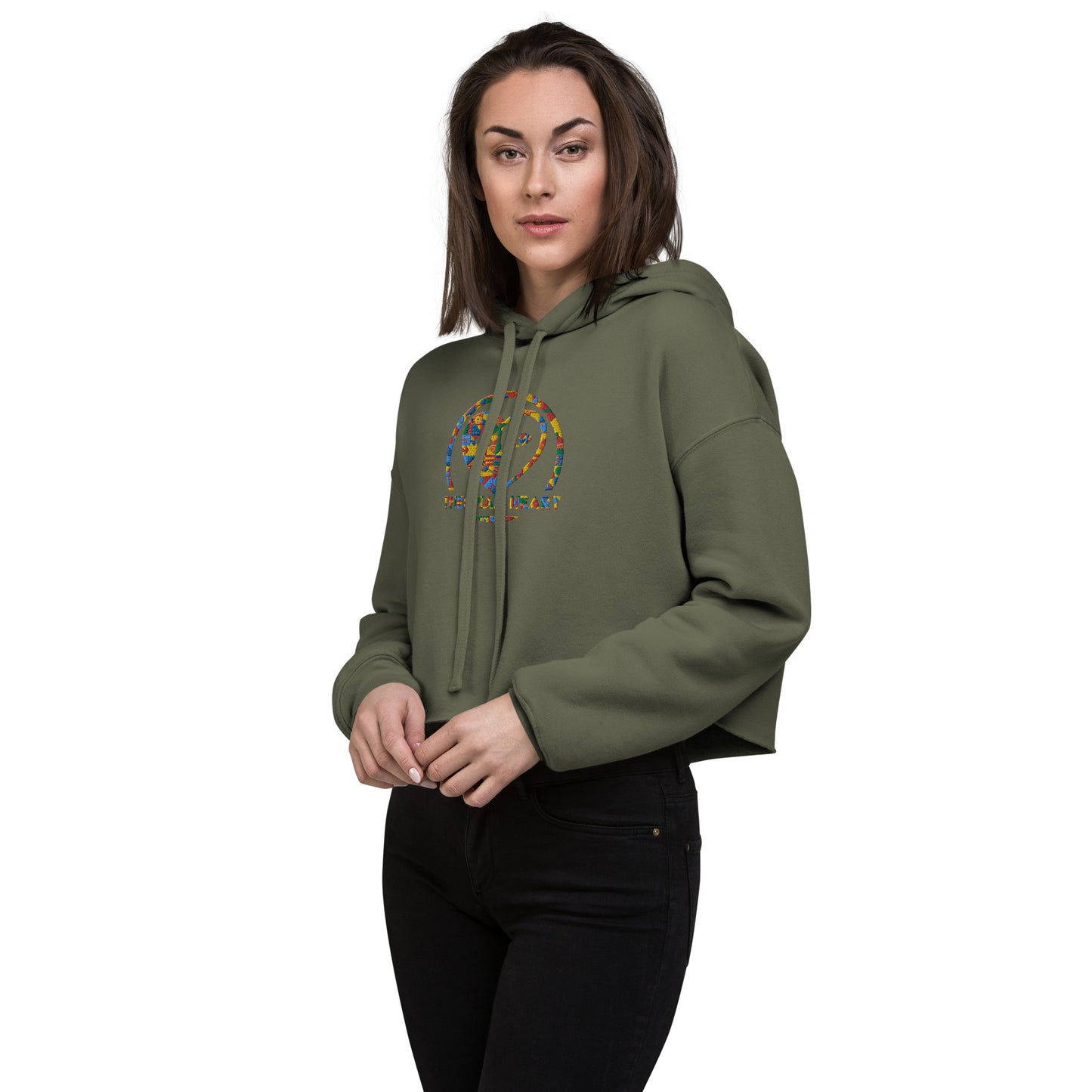 Thespian Heart Logo - Colorful Embroidered Crop Top Hoodie