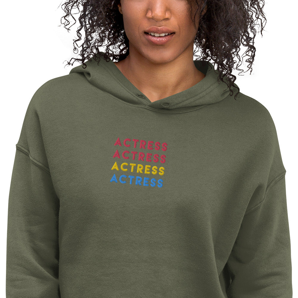 Actress - Colorful Embroidered Crop Top Hoodie