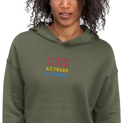Actress - Colorful Embroidered Crop Top Hoodie